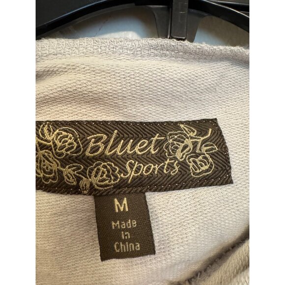 Bluet Sports Womens Short Sleeve Hoodie Button-Up Top Size M Beige - Picture 3 of 7